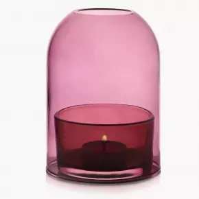 Свещник - фенер за чаена свещ DUKA GLASS 19 см., розов